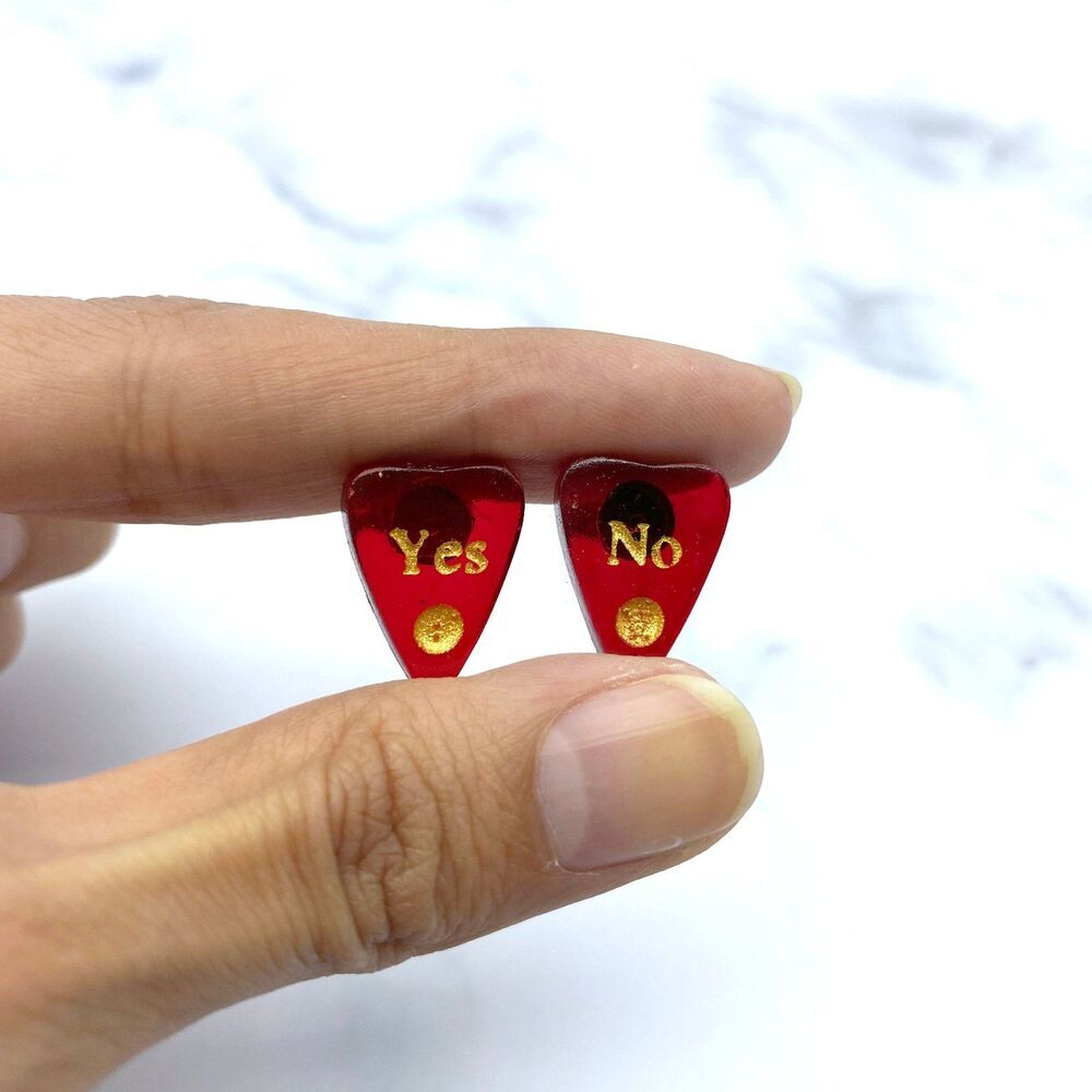 Blood Red Ouija Planchette Earrings